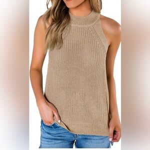 Women's Halter Tank Tops Sleeveless Racerback Summer Knit Basic Shirts Pull On S